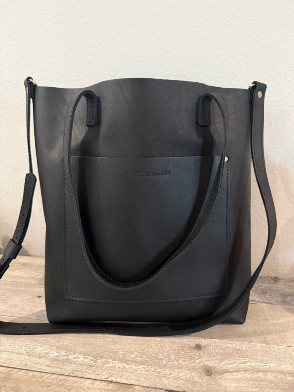 Portland Leather FSCB - Full Size Crossbody Tote in Smooth Black